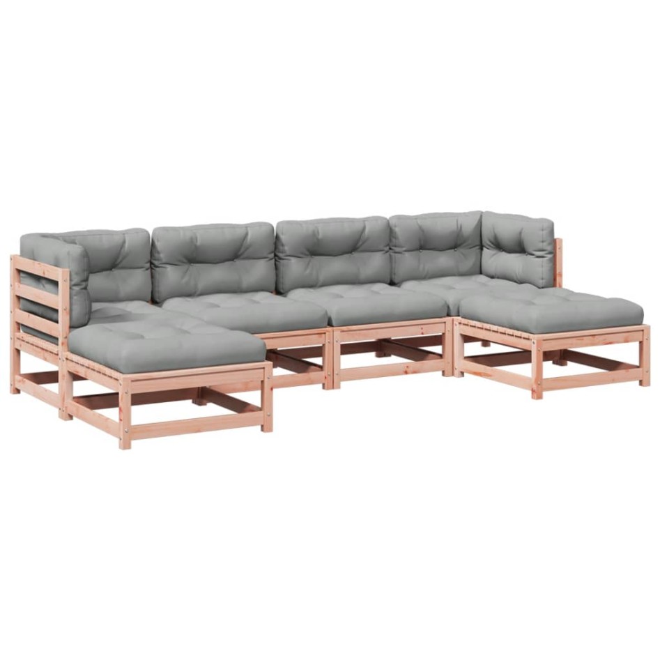 Set de sofás jardín 6 pzas con cojines madera abeto