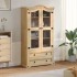 Armario con vitrina Corona madera maciza pino 99x43x187