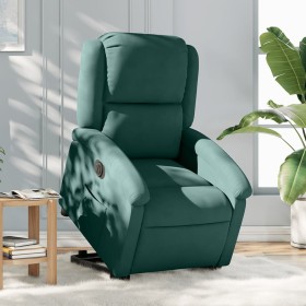Sillón eléctrico reclinable elevable de terciopelo verde
