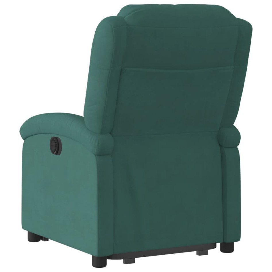 Sillón eléctrico reclinable elevable de terciopelo verde