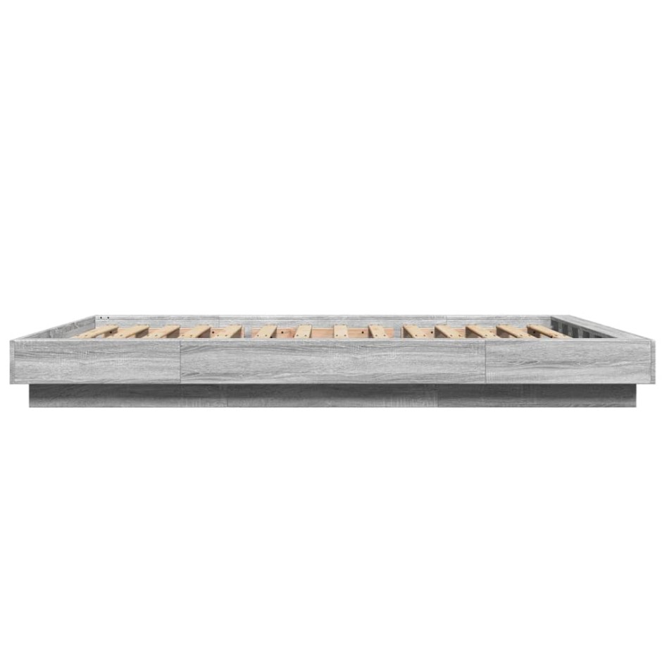 Estructura cama con luces LED madera gris Sonoma 140x200