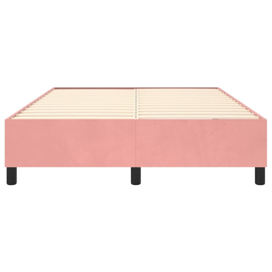 Estructura de cama sin colchón terciopelo rosa 140x200