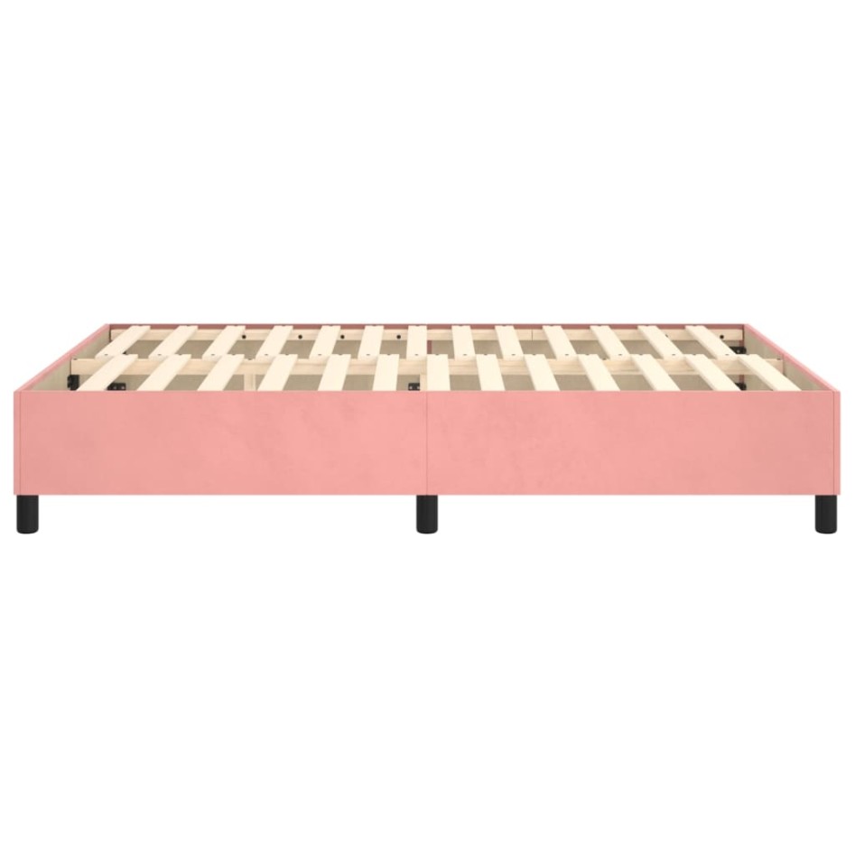 Estructura de cama sin colchón terciopelo rosa 140x200