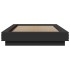 Estructura cama con luces LED madera ingeniería negro 90x200