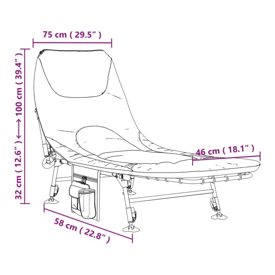 Tumbona de pesca patas para barro ajustables plegable