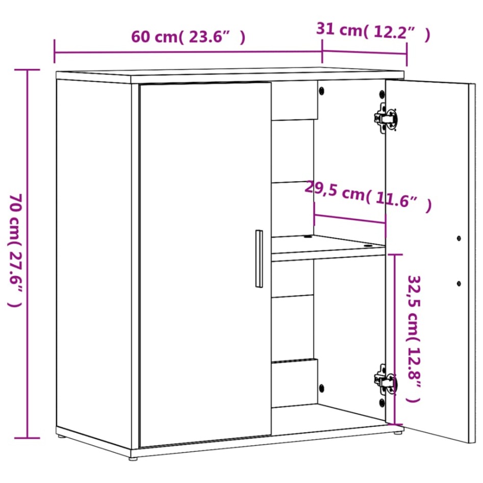Aparador de madera de ingeniería 2 uds roble Sonoma 60x31x70