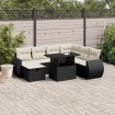 Set de sofás de jardín 8 piezas y cojines ratán sintético negro
