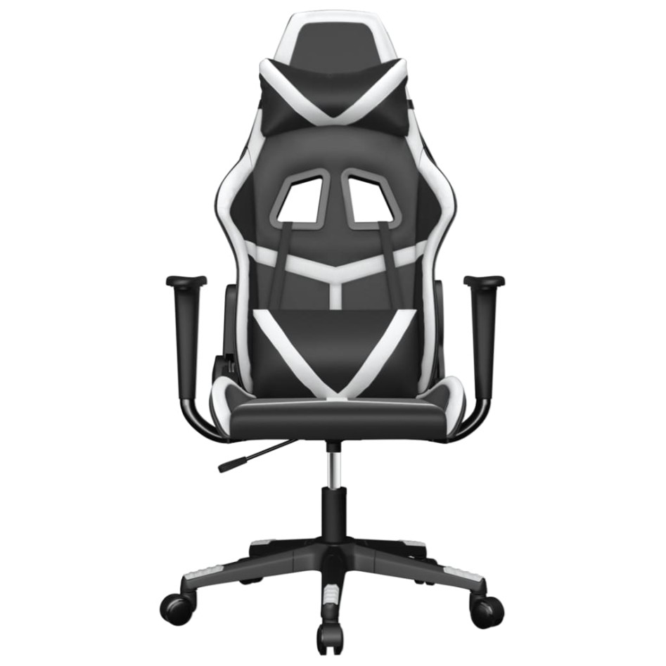 Silla gaming de masaje cuero sintético negro y