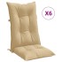 Cojines silla respaldo alto 6 uds tela beige melange