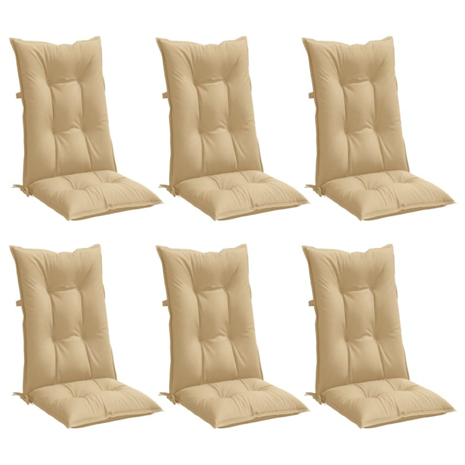 Cojines silla respaldo alto 6 uds tela beige melange