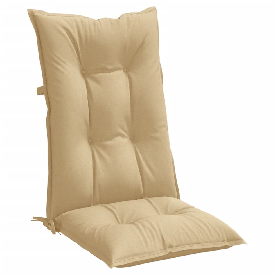 Cojines silla respaldo alto 6 uds tela beige melange