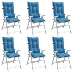 Cojines silla respaldo alto 6 uds tela azul melange 120x50x7