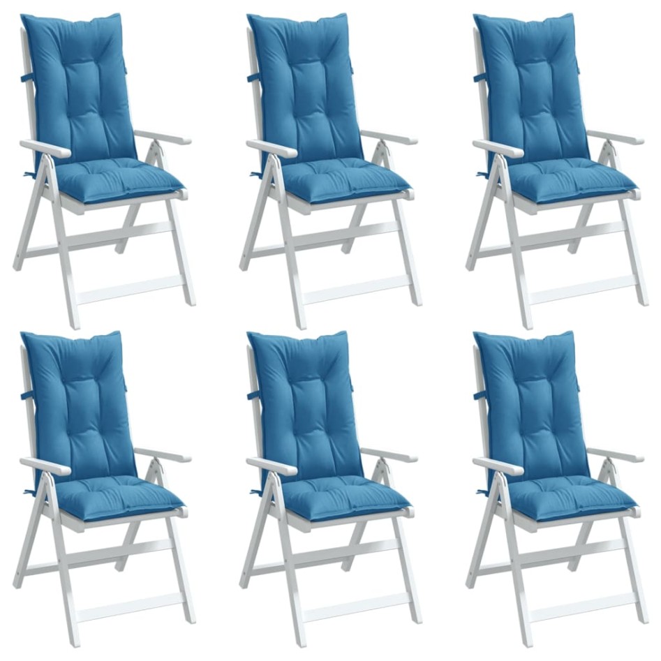 Cojines silla respaldo alto 6 uds tela azul melange 120x50x7