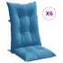 Cojines silla respaldo alto 6 uds tela azul melange 120x50x7