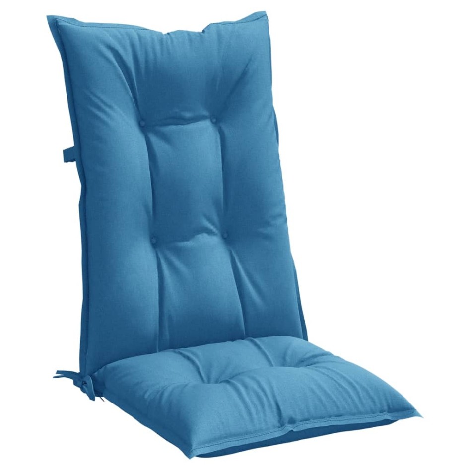 Cojines silla respaldo alto 6 uds tela azul melange 120x50x7