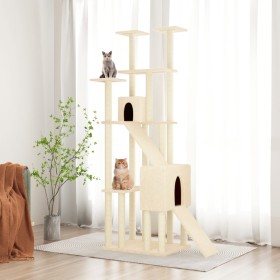 Rascador para gatos con postes de sisal crema 190