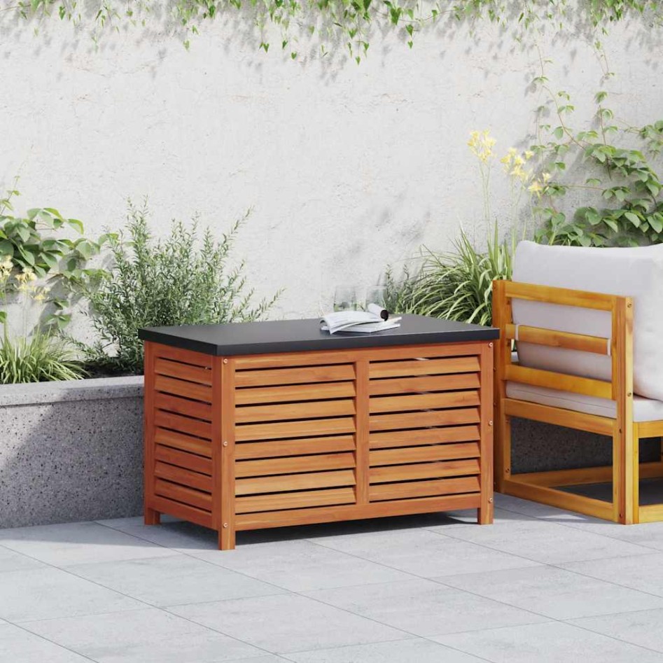 Caja de almacenaje de jardín madera maciza eucalipto