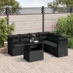 Set de sofás de jardín 7 pzas con cojines ratán sintético negro