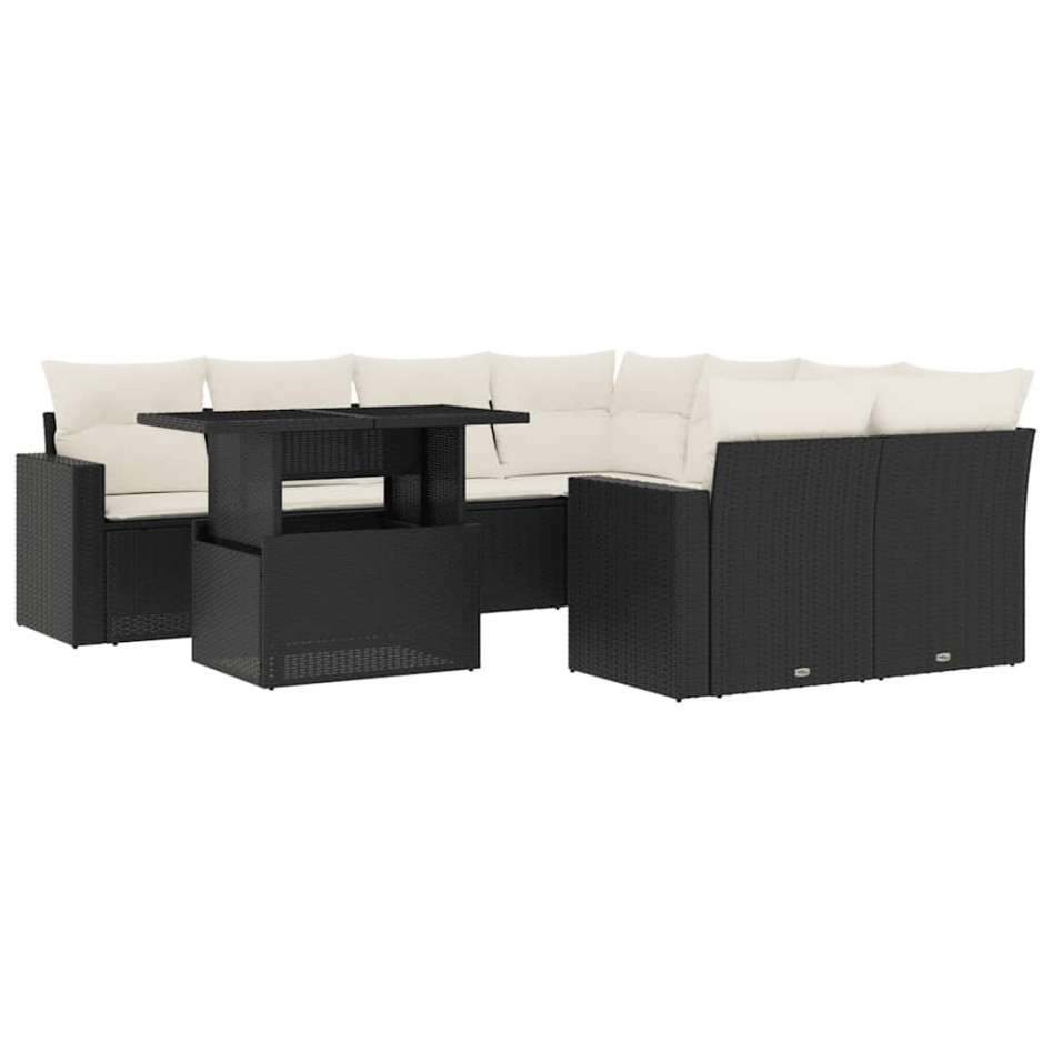 Set de sofás de jardín 8 piezas y cojines ratán sintético