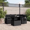 Set de muebles de jardín 5 pzas y cojines ratán sintético negro