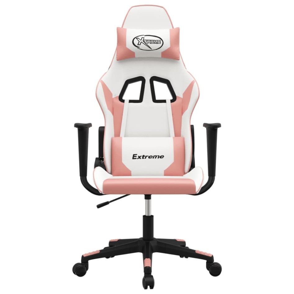 Silla gaming de masaje cuero sintético blanco y