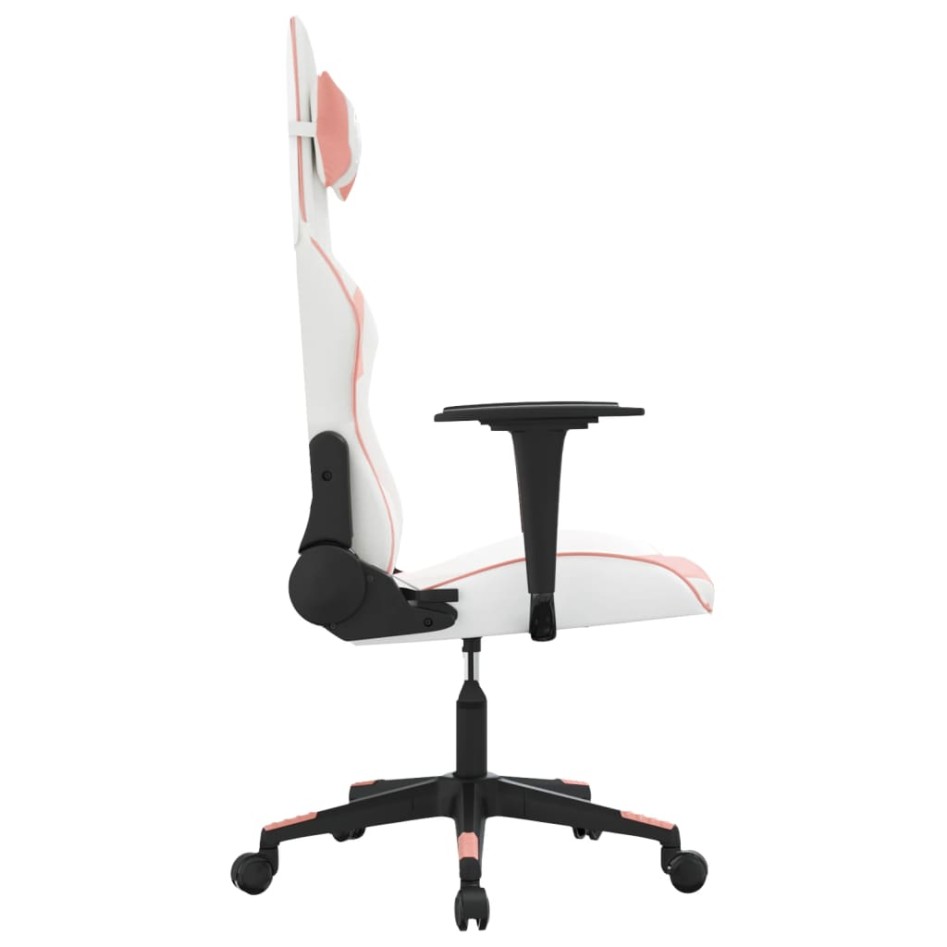 Silla gaming de masaje cuero sintético blanco y