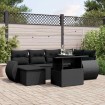 Set de sofás de jardín 7 pzas con cojines ratán sintético negro
