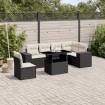 Set de sofás de jardín 7 pzas con cojines ratán sintético negro