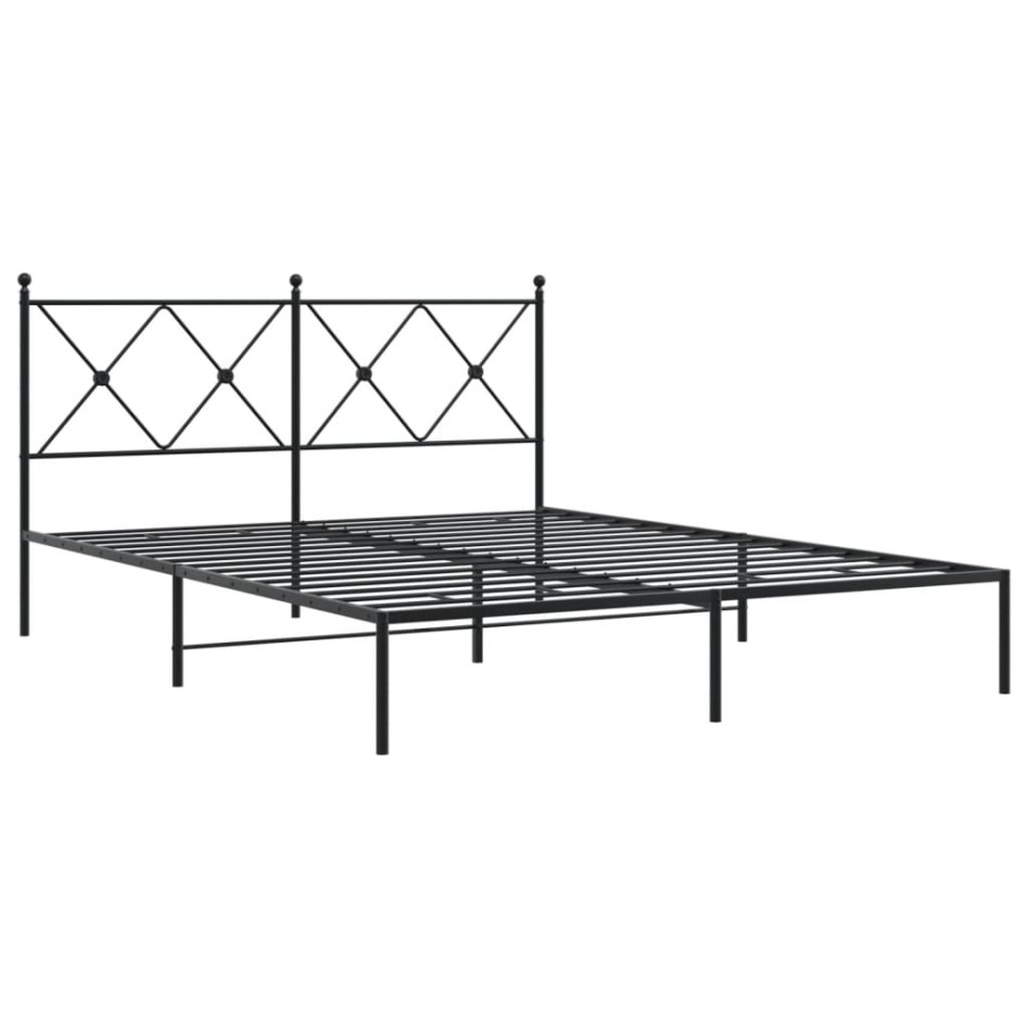 Estructura cama sin colchón con cabecero metal negro 150x200