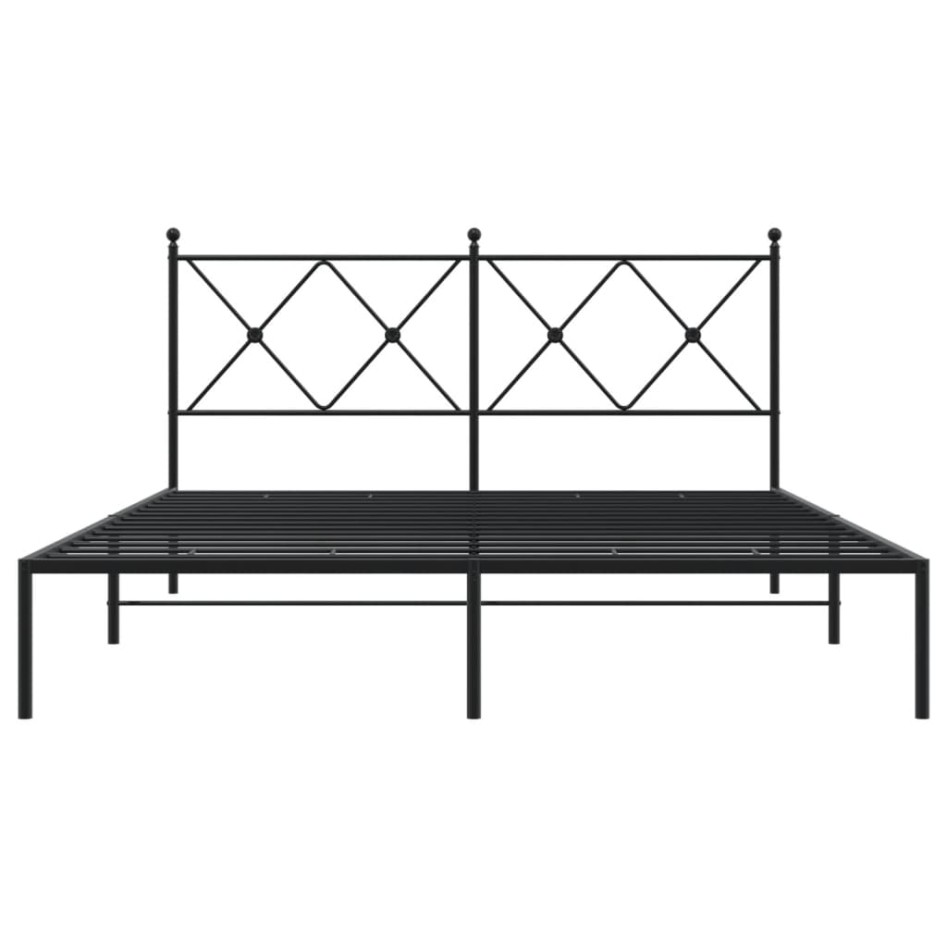 Estructura cama sin colchón con cabecero metal negro 150x200
