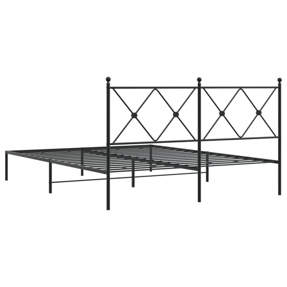 Estructura cama sin colchón con cabecero metal negro 150x200