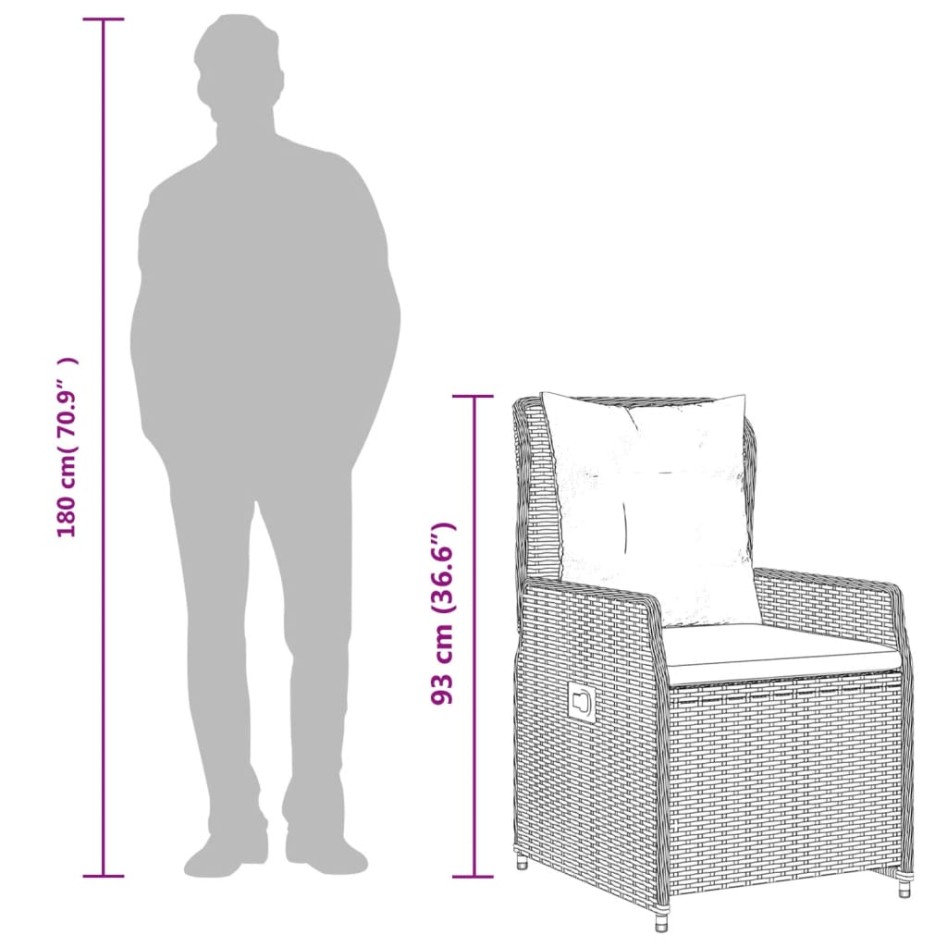 Set comedor de jardín 5 piezas con cojines ratán sintético