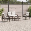 Set de sofás de jardín 4 pzas y cojines ratán sintético marrón