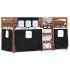 Litera con cortinas madera maciza pino blanco y negro 90x200