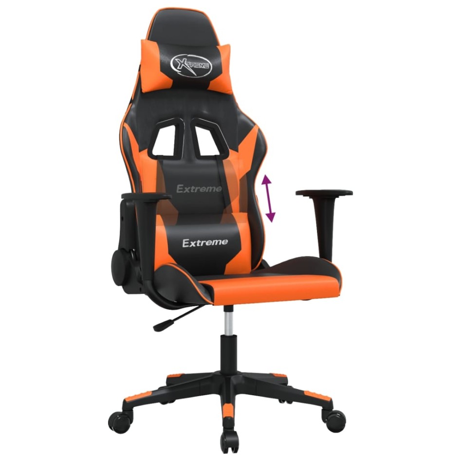 Silla gaming cuero sintético negro y
