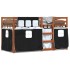 Litera con cortinas madera maciza pino blanco y negro 75x190