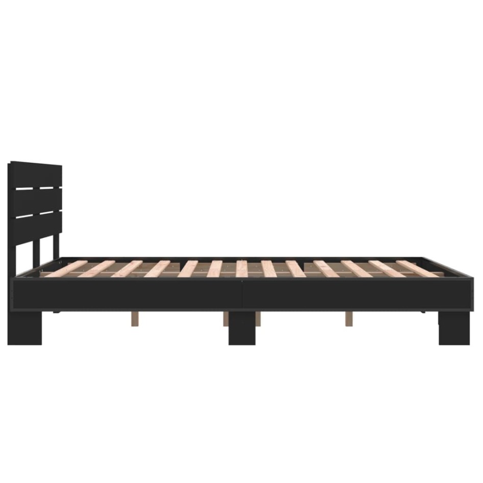 Estructura de cama madera de ingeniería y metal negro