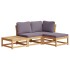 Set de muebles de jardín 4 pzs y cojines madera maciza