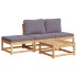 Set de muebles de jardín 4 pzs y cojines madera maciza