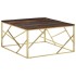 Mesa de centro acero inoxidable madera maciza traviesa