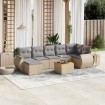 Juego de sofás de jardín con cojines beige 8 pzas ratán PE