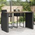 Mesa alta jardín superficie madera ratán PE negro 185x80x110