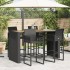 Mesa alta jardín superficie madera ratán PE negro 185x80x110