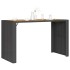 Mesa alta jardín superficie madera ratán PE negro 185x80x110