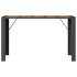 Mesa alta jardín superficie madera ratán PE negro 185x80x110