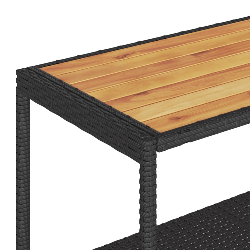 Carrito de bar 3 niveles ratán PE y madera maciza acacia