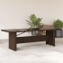 Mesa de jardín superficie de vidrio ratán PE marrón