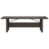 Mesa de jardín superficie de vidrio ratán PE marrón