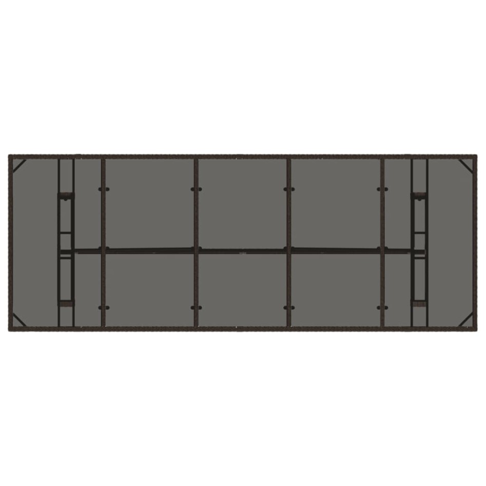 Mesa de jardín superficie de vidrio ratán PE marrón