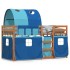 Litera con cortinas madera maciza de pino azul 80x200